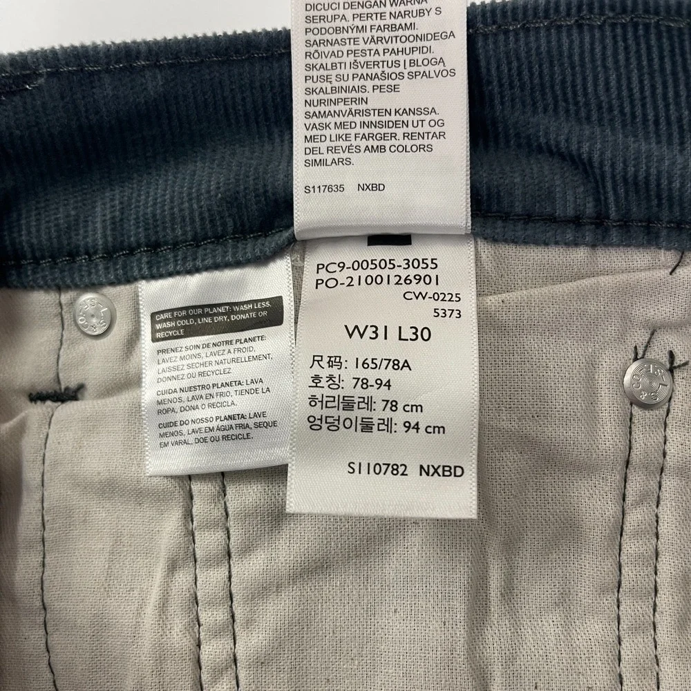 Levis 505 Pants Mens 31x30 Slate Gray Corduroy Pinwale Regular Straight Preppy